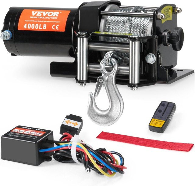 Elektrische Winde Buying Solutions MB für ATV und UTV mit Stahlseil, Fernbedienung und IP55 Wasserdichtigkeit, Schwarz - Bild 1