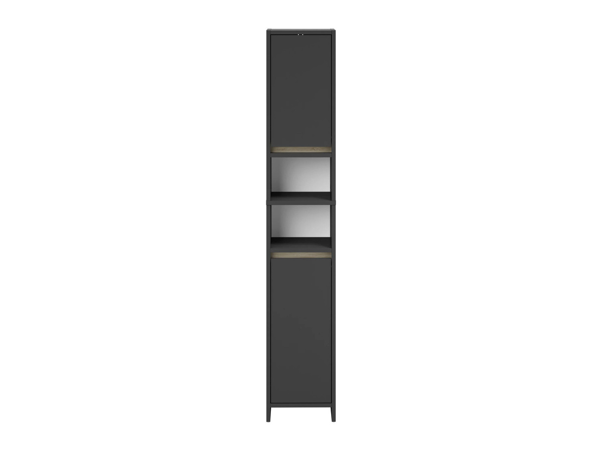 LIVARNO Bad-Hochschrank Oslo in Anthrazit mit offenen Regalfächern und Türen, H x B x T: 180 x 28 x 32 cm - Bild 2