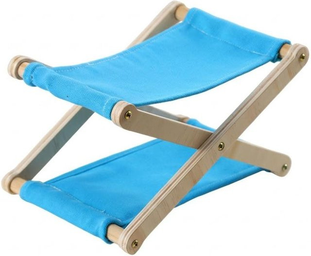 uomisdom Faltbares Strandkissen aus behandeltem Hartholz in Blau mit verstellbarer Kopfstütze und UV-beständigem Outdoor-Stoff - Bild 1