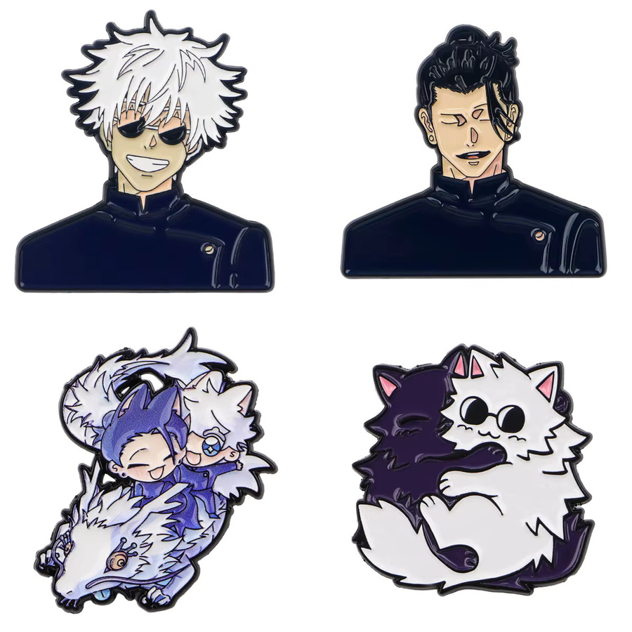 Brosche Manga Katze, Emaille, Metall, Bunt, Unisex - Bild 3