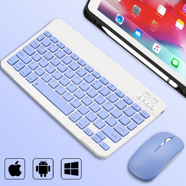EMTRA Mini Bluetooth Tastatur und Maus Set für Handy und Tablet in Pink oder Weiß - Bild 1
