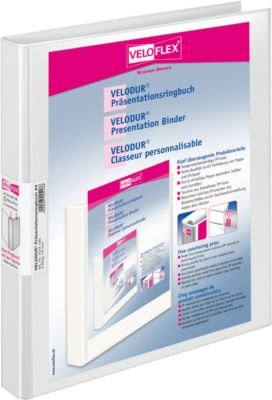 VELOFLEX VELODUR Präsentationsringbuch DIN A4 mit 4-Ring-Mechanik, Weiß, Rückenbreite: 2 cm - Bild 1