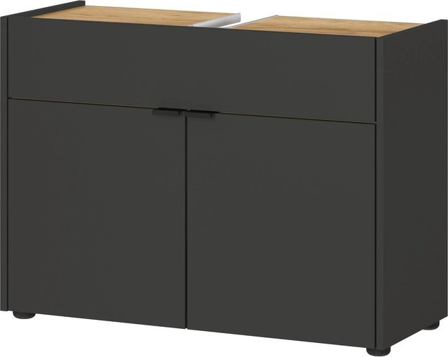 Germania Waschbeckenunterschrank Forano Graphit Eiche mit Soft-Close-Türen, B/H/T: 80 x 60 x 34 cm - Bild 1