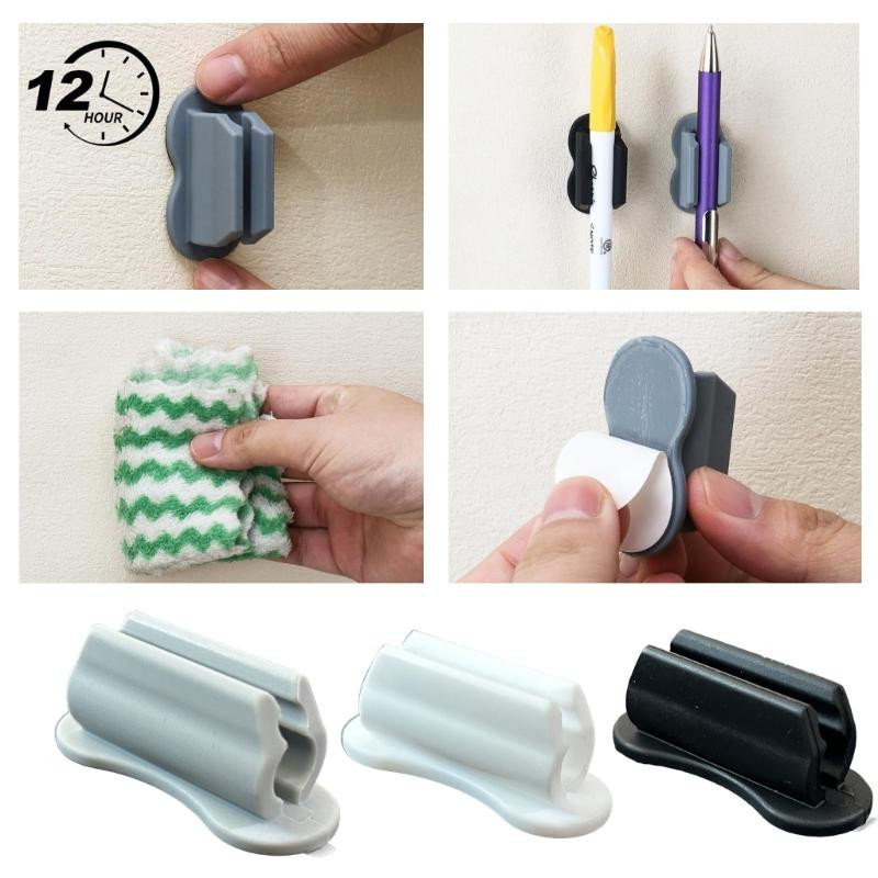 10 Stück Silikon Stifthalter mit Clip, selbstklebend, grau - Bild 3