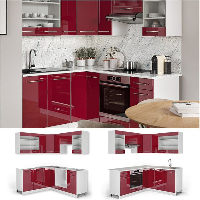 Vicco Fame-Line Eckküche Küchenzeile in Hochglanz mit Soft-Close-Türen, B/T/H: 160 x 190 x 190 cm - Bild 1