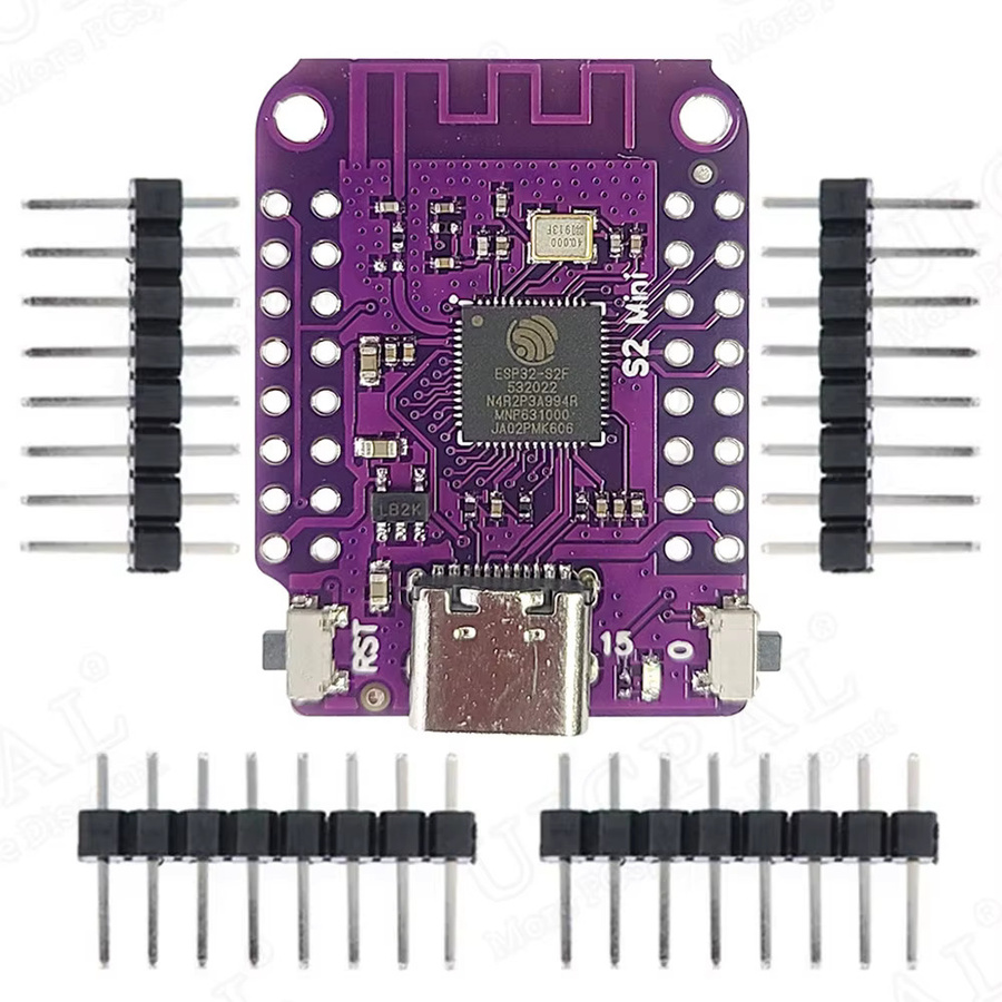 ESP32 S2 MINI IoT Development Board mit 2,4G WIFI, 4MB Flash, 2MB PSRAM, 32 Pins und USB Typ-C in Violett - Bild 2