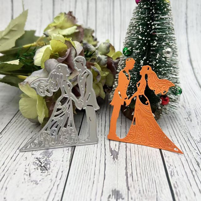Metall-Stanzform Braut und Bräutigam für Hochzeits-Scrapbooking und DIY-Kartenherstellung in Silber - Bild 1