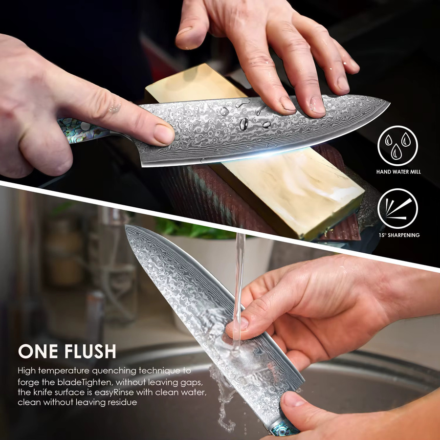 SAEIV Kochmesser aus Edelstahl mit buntem Griff aus Schalenmaterial - Bild 4
