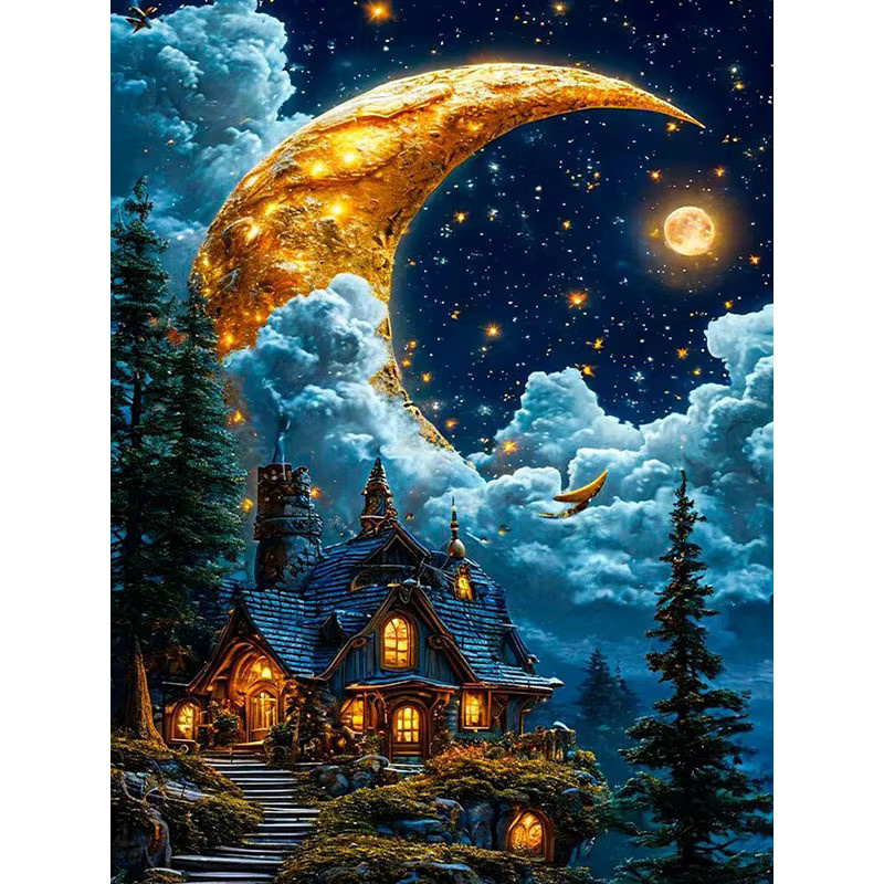 HUACAN Diamond Painting Schloss-Landschaft, Mosaik, Bastelset, adults - Bild 4