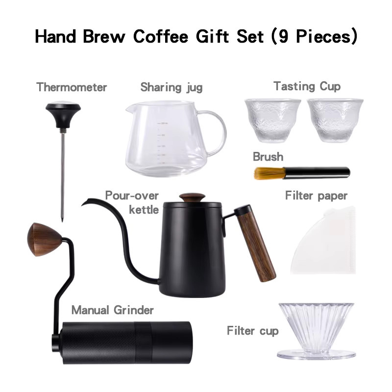 LKW3MOSHI Barista Kaffee-Set in Schwarz mit Kaffeebohnenmühle und Schwanenhals-Wasserkocher - Bild 4