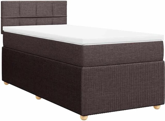 vidaXL Boxspringbett mit Matratze Dunkelbraun B: 90 cm, T: 200 cm, Hybrid-Konstruktion mit USB-Ladeport und Unterbettbeleuchtung - Bild 1