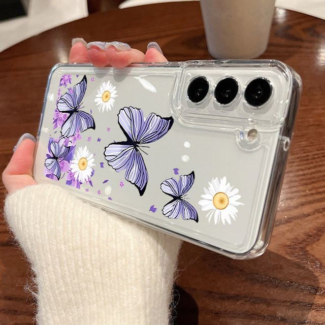 Lila Schmetterling Handyhülle Soft Cover für Samsung Galaxy S25 S24 S23 S22 Ultra Plus FE A56 A55 A54 A36 A17 A16 A15 5G - Bild 1