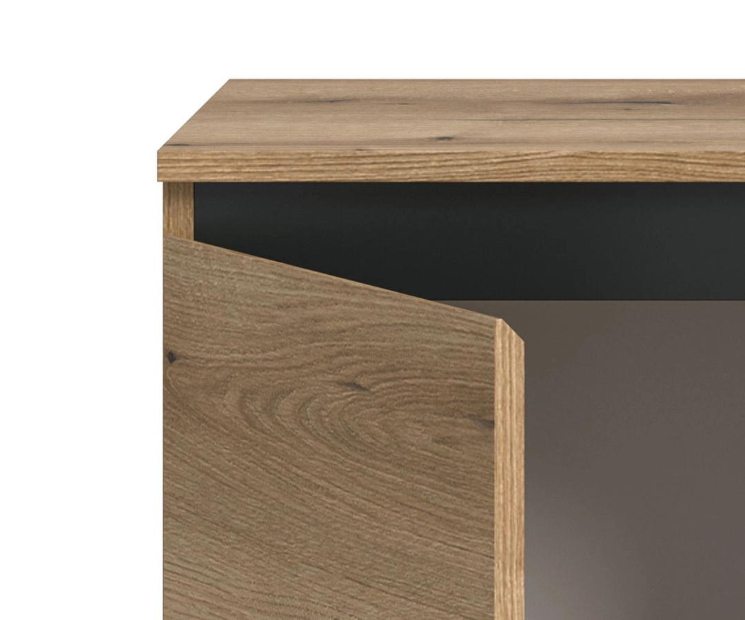Kommode Gelia von Inn.Furn in Eiche und Schwarz mit Soft-Close-Schubladen, B: 80 cm, H: 99 cm - Bild 3