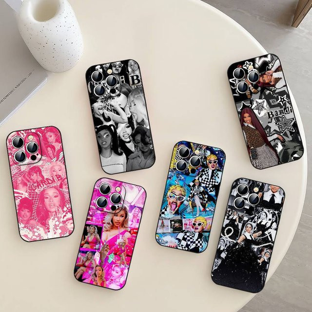 Mesuca C-Cardi B Handyhülle für iPhone 11 bis 17 Pro Max Mini Soft Cover in Schwarz - Bild 1