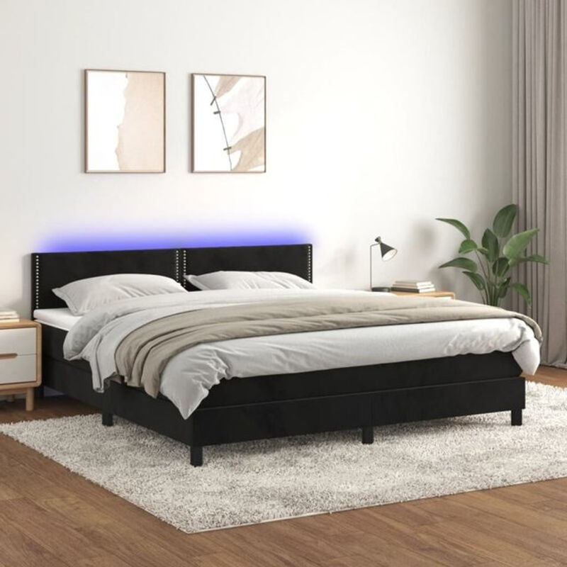 Vidaxl Boxspringbett mit Matratze in Schwarz aus Samt, B/T/H: 160 x 200 x 78 cm - Bild 1