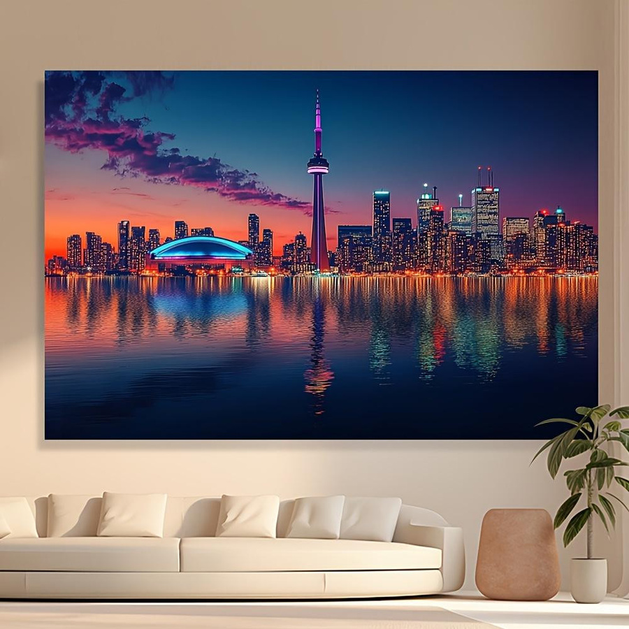 Toronto Skyline Wandteppich von JMG Household Supplies mit CN Tower und Rogers Centre bei Sonnenuntergang, Mehrfarbig, Breite: 70 cm, Höhe: 100 cm - Bild 2