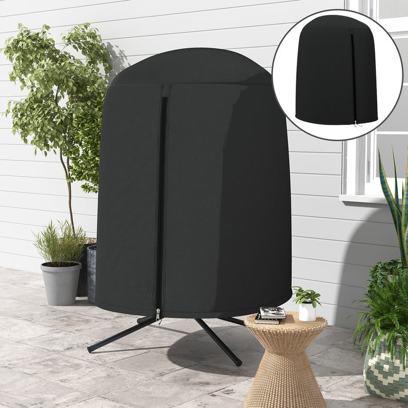 Outsunny Hängesessel Schutzhülle aus wasserabweisendem Oxford-Polyester mit Reißverschluss und UV-Schutz, Schwarz, Durchmesser: 128 cm, Höhe: 190 cm - Bild 2