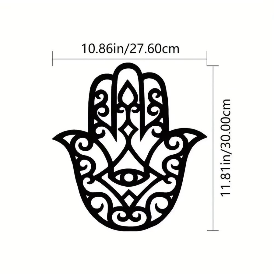 Hamsa Hand Metall-Wandkunst von CIFBUY in Schwarz als Boho-Wanddekoration für dein Zuhause - Bild 2