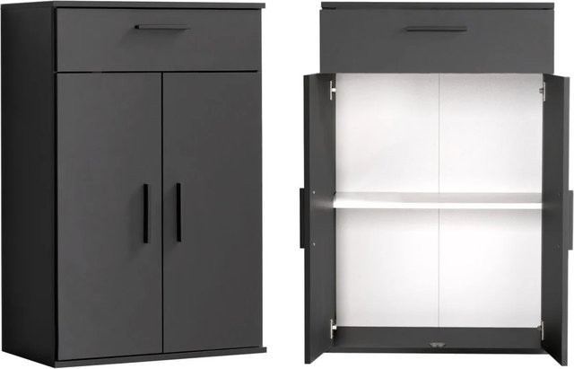mokebo Midischrank Anthrazit als moderner Mehrzweckschrank mit Türen und Regalböden B/T/H: 60,0 x 34,0 x 91,0 cm - Bild 1