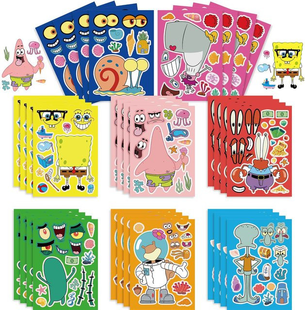 Potdemiel SpongeBob Schwammkopf Puzzle Aufkleber Cartoon Bunt - Bild 1