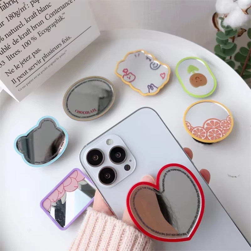 INS Süßer Frucht-Make-up-Spiegel und Handyhalterung in Herz-Design für iPhone, Multicolor - Bild 1