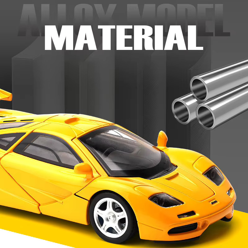 MAKEDA McLaren F1 Supercar Modellauto aus Metall im Maßstab 1:32 in Gelb mit Sound und Licht - Bild 3