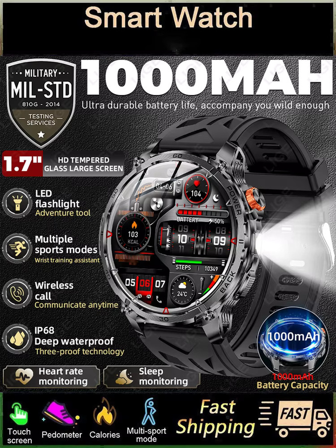 LIGE Smartwatch, Schwarz, Silikon, Herren - Bild 6