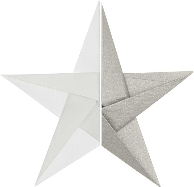 Rico Design Paper Poetry Bascetta Origamipapiere Weiß-Silber B/B/H: 20 x 20 cm - Bild 1