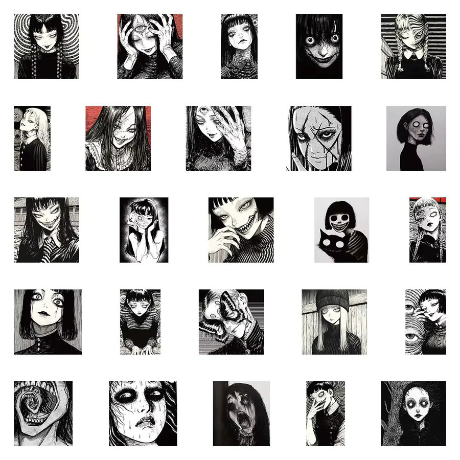 Rspctou Horror-Mädchen Anime-Sticker Set mit Halloween-Motiven in Multicolour für Laptop, Notizbuch und DIY-Projekte - Bild 4