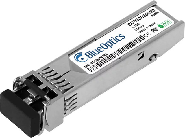 BlueOptics SFP-1G-SX-GB BO05C856S5D SFP Transceiver, LC-Duplex, 1000BASE-SX, Multimode Fiber, 850nm, 550 Meter, DDM, Silber - Bild 1
