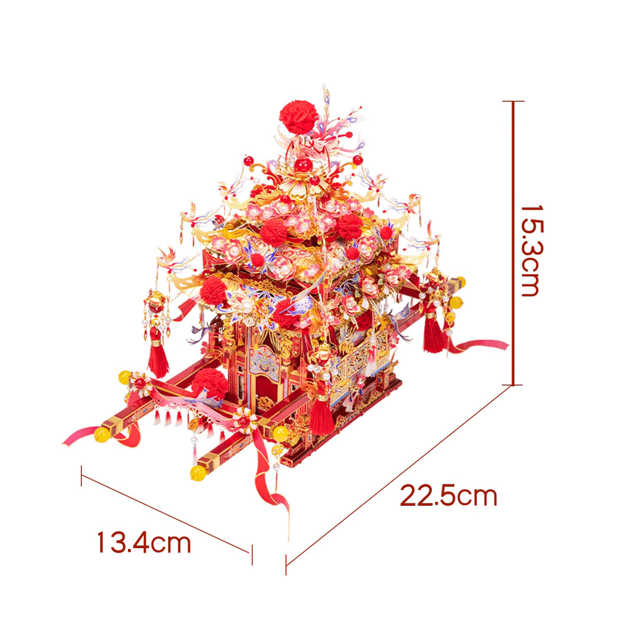 MU Fengxi Flower Sedan Chair, 3D-Stereoskopisches Metall-Puzzle, Rot - Bild 2