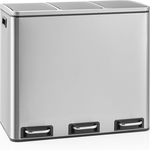 hjh OFFICE Mülleimer Clean 9 aus Edelstahl in Silber mit Soft-Close-Funktion und Klappdeckel - Bild 1