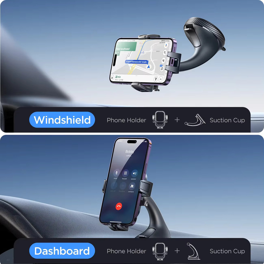 Joyroom Autotelefonhalterung in Schwarz mit starker Saugkraft und 360 Grad Drehung für Armaturenbrett oder Windschutzscheibe - Bild 2