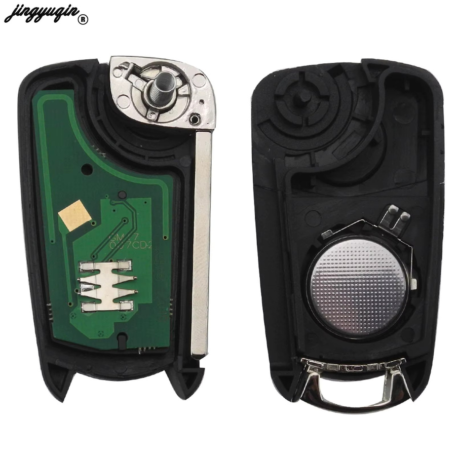 Jingyuqin Klappbarer Autoschlüssel mit 2 oder 3 Tasten für Opel Astra H 2004-2009 und Zafira B 2005-2013, 434MHz, PCF7946 / 7941 Chip, Schwarz - Bild 3