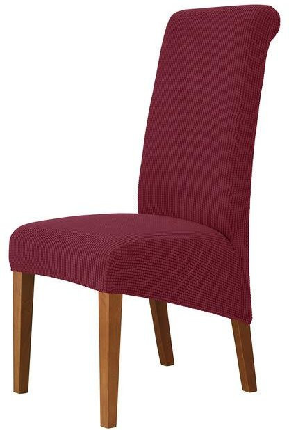 Stuhlhusse mit hoher Rückenlehne aus Jacquard-Maisflanell in Bordeaux, Größe M (45-58 cm) - Bild 1