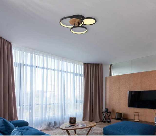 Globo LED-Deckenleuchte Sid rund Schwarz matt B: 40 cm, T: 38 cm, H: 10,5 cm - Bild 1