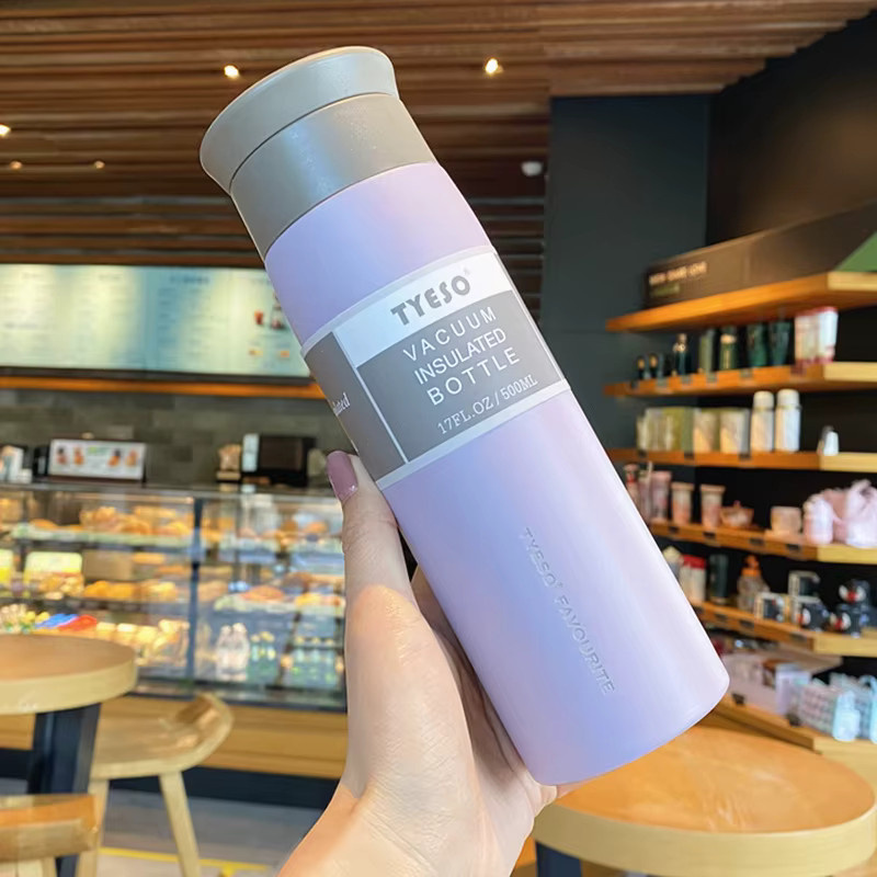 Tyeso Thermoskanne aus Edelstahl mit mattierter Oberfläche, isolierte Trinkflasche für Tee und Wasser, Farbe: Weiß, 350 ml oder 500 ml - Bild 2