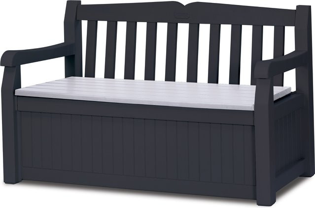 Gartenbank mit integrierter Ablagebox in Anthrazit, B/T/H: 140 x 60 x 84 cm - Bild 1