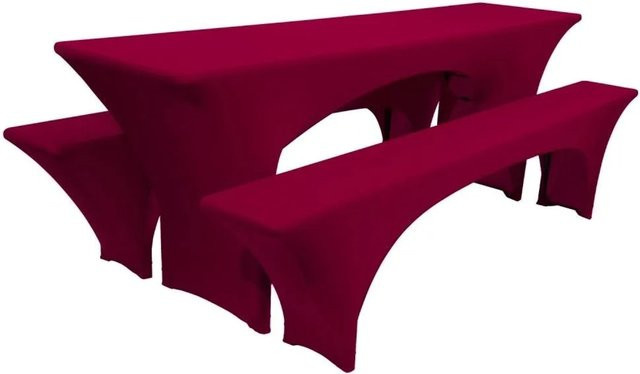 Beautissu Victoria Biertischhusse 3-teiliges Stretch-Set, Bordeaux Rot, Breite: 70 cm - Bild 1