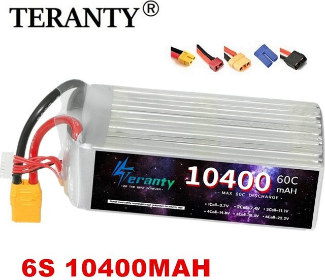 TERANTY Li-Ion Akku 22,2 V 10400 mAh 6S mit XT90, Deans und XT90S Stecker für RC FPV Auto und Hubschrauber - Bild 1