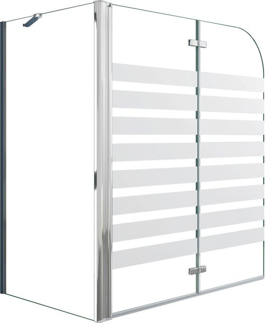 AICA Duschabtrennung Badewannenaufsatz als 2-teilige Faltwand mit Seitenteil, Nano-ESG Glas mattiert, B/H: 120 x 140 cm, Seitenteil: 60 cm, Glasstärke: 6 mm - Bild 1