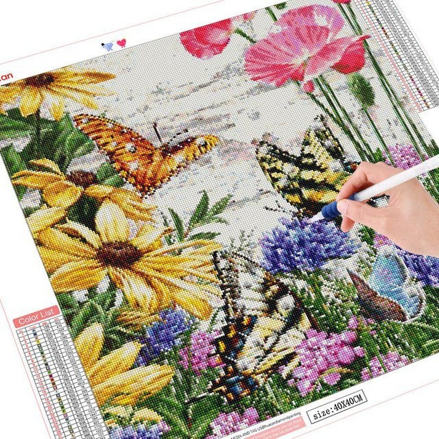 FIYO 5D Diamantmalerei Mosaik Schmetterling mit Strass-Steinen in Schwarz und Multicolour, B/H: 30 x 30 cm - Bild 1