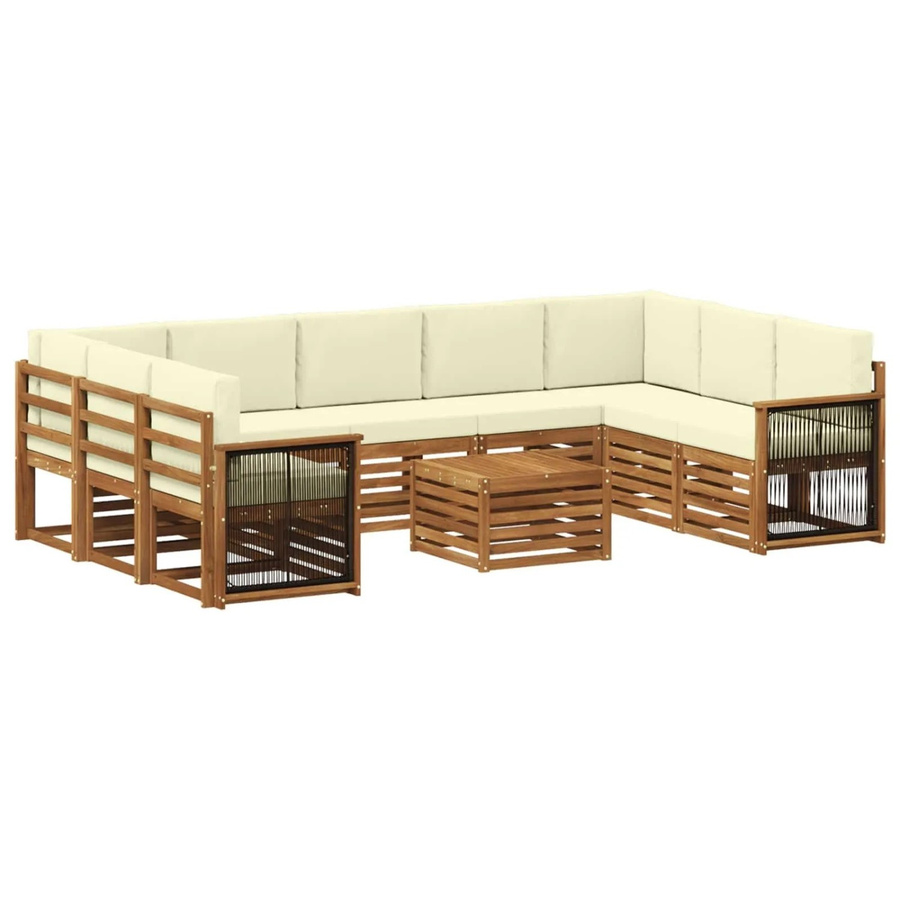 vidaXL Sofagarnitur aus Massivholz Akazie in Beige mit Latten-Design und Armlehnen - Bild 2