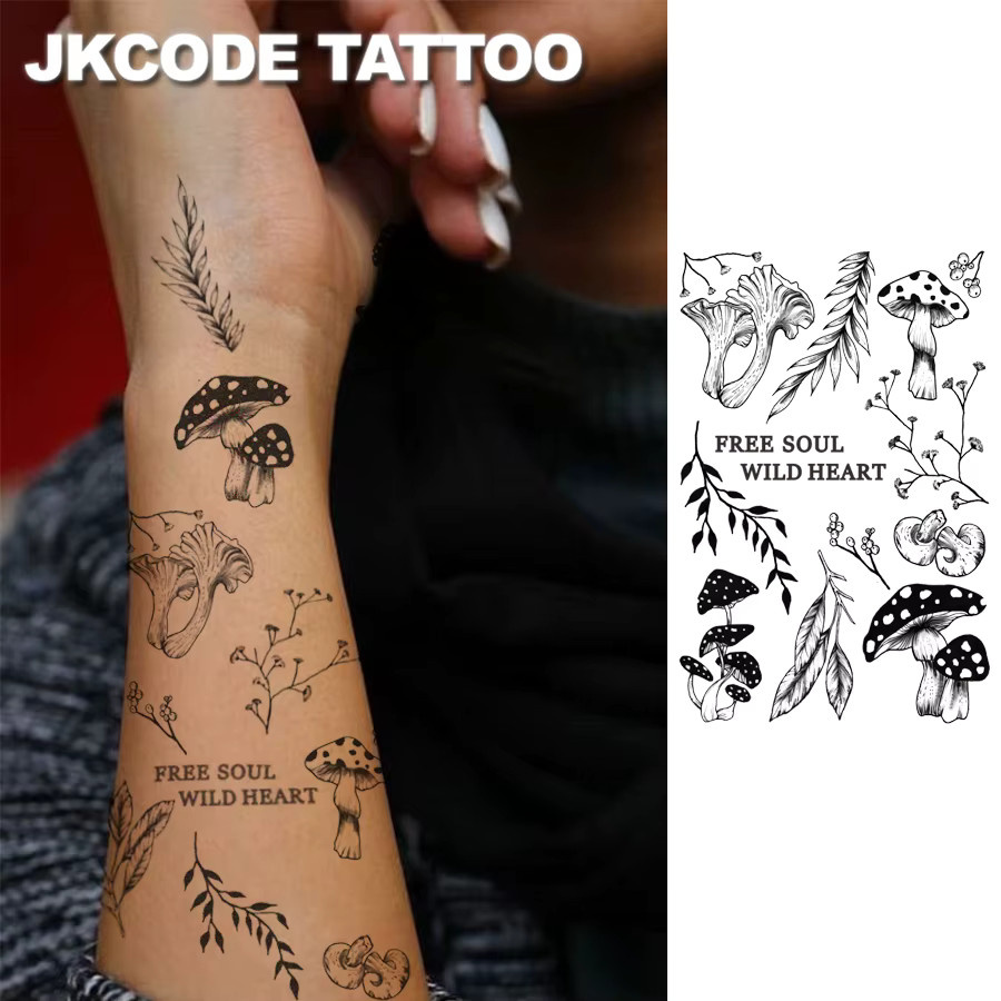 JKCODE TATTOO Kräutertattoo-Aufkleber, Waldpilzmotiven, Kinder - Bild 2