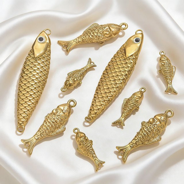 Aiovlo Fisch-Anhänger, Edelstahl, Gold, Unisex - Bild 1