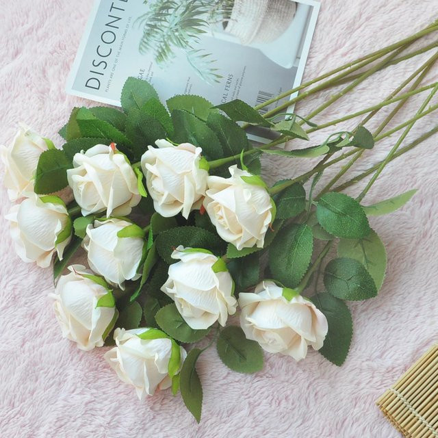 Smr Künstliche Seidenrosen als langer Zweig in Mehrfarbig für Hochzeit und Dekoration - Bild 1