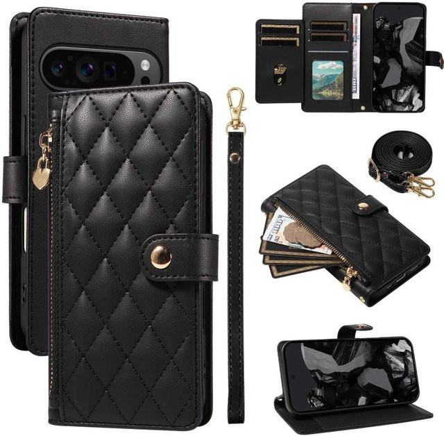 G.MING Leder Handyhülle mit Lanyard und Klappbörse für Google Pixel 10 Pro XL, 9, 8, 7, 6 - Bild 1