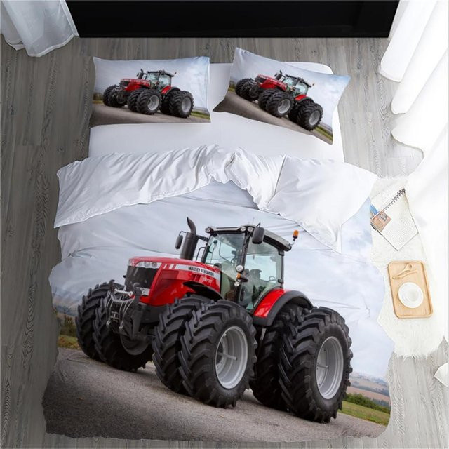 Wendbares Bettbezug-Set mit Bauernhof-Traktor-Motiv, atmungsaktive Mikrofaser-Steppdecke für Kinder, Teenager und Erwachsene, Mehrfarbig, B/H: 200 x 200 cm - Bild 1