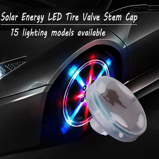 Solarbetriebene RGB LED Reifenlampe mit 4 Modi und 12 LEDs, wasserdichte Solar-Radbeleuchtung zur Dekoration - Bild 1