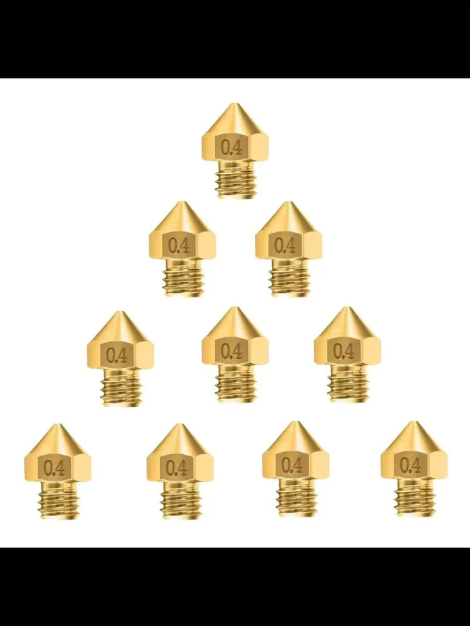 10 Stück MK8 Messingdüsen 0,4 mm für Ender-3 Serie, Gold, passend für 1,75 mm Filament FDM 3D-Drucker - Bild 2